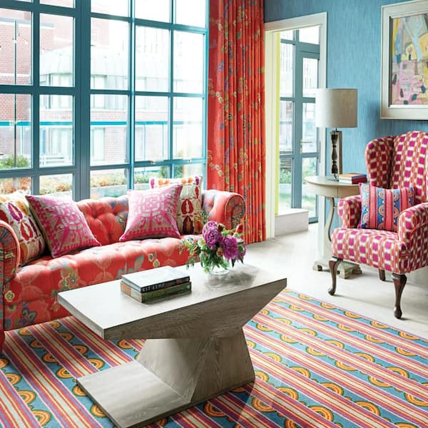 8 ft. x 10 ft. Multi Button Hand Micro Hooked Wool Indoor Area Rug