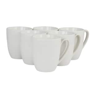 Simply White 12 oz. White Porcelain Mugs, Set of 6