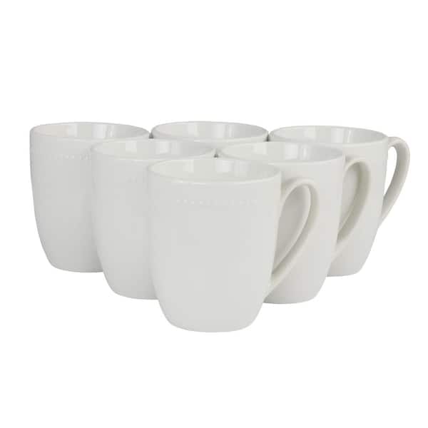 OUR TABLE Simply White 12 oz. White Porcelain Mugs, Set of 6
