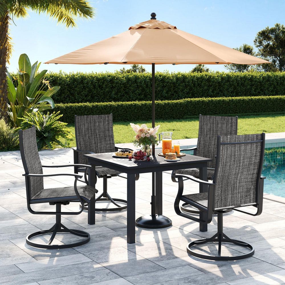 360° Swivel Rocking Outdoor Dining Chair-Low-Back Design for Patio and Garden (Set of 4) price history on PriceWatchPro