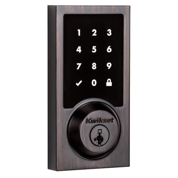 Kwikset Z-Wave SmartCode 916 Touchscreen Contemporary Single Cylinder Venetian Bronze Keypad Electronic Deadbolt with SmartKey