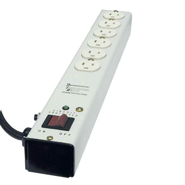 Intermatic 6 ft. 6-Outlet Surge Protector Strip Computer Grade with EMI/RFI Noise Filtration, White