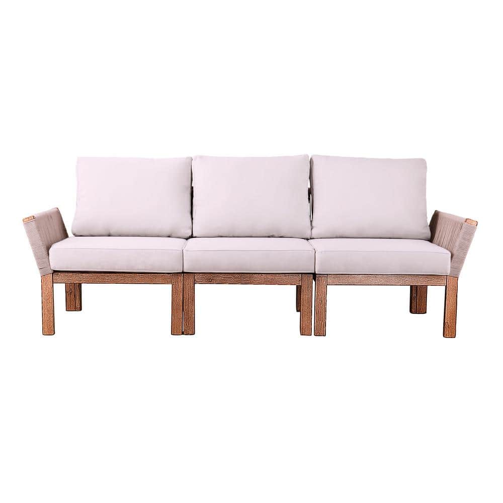 Beringer Oiled Acacia Wood Outdoor Sofa with Natural Cushions price history on PriceWatchPro