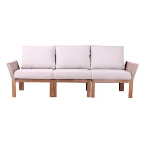 Beringer Oiled Acacia Wood Outdoor Sofa with Natural Cushions