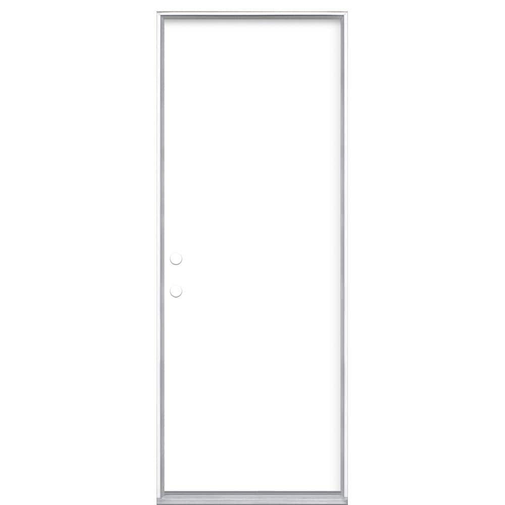 30 in. x 80 in. Flush Right-Hand Inswing Ultra White Painted Steel Prehung Front Door No Brickmold in Vinyl Frame price history on PriceWatchPro