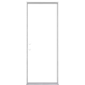 30 in. x 80 in. Flush Right-Hand Inswing Ultra White Painted Steel Prehung Front Door No Brickmold in Vinyl Frame