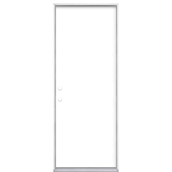 Masonite 30 in. x 80 in. Flush Right-Hand Inswing Ultra White Painted Steel Prehung Front Door No Brickmold in Vinyl Frame