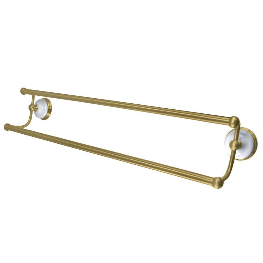 Kingston Brass Victorian 24 In Wall Mount Dual Towel Bar In Brushed   Brushed Brass Kingston Brass Towel Bars Hba1113bb 64 1000 