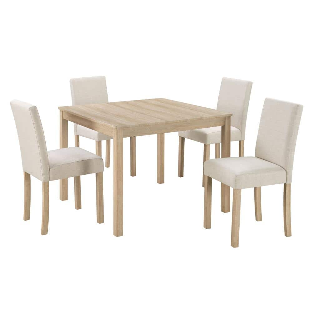 5-Piece Dining Table Set with 4 Chairs 39 in. Square Light Oak Rubber Wood durable construction price history on PriceWatchPro