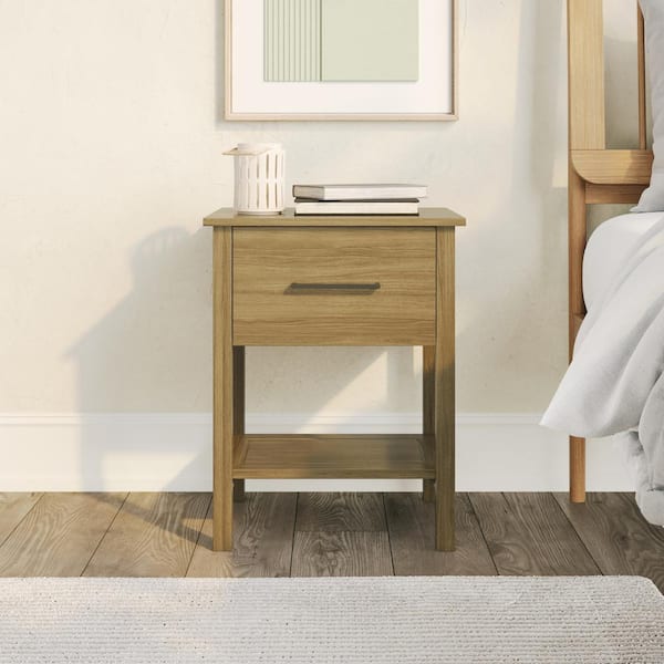 Walker Edison Furniture Company 1-Drawer Diamond Wood Set of 2-Craftsman Nightstands with Shelf