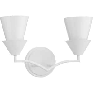 Pinellas Collection 2-Light White Plaster Contemporary Vanity Light