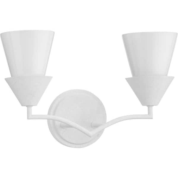 Pinellas Collection 2-Light White Plaster Contemporary Vanity Light