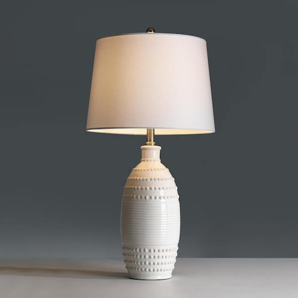 Modern White Fabric Lamp Shade – Small Table Lamp Cover With Metal Frame, Stable Fit For Bedroom, Living Room & Study