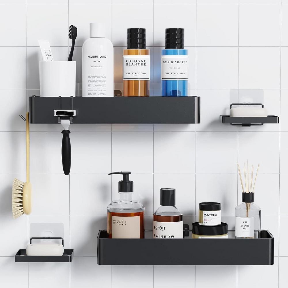 Dyiom Shower Caddy Adhesive Bathroom Shelf Wall Mounted, in Black 4-Pack  B0CB9TXQ8J - The Home Depot