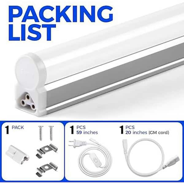 4ft 20-Watt T5 Integrated LED Shop Light, 2200 Lumens, 6500K
