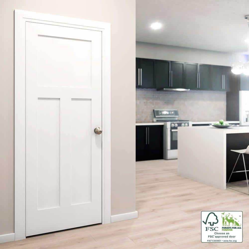 80" x 30" White Primed 5-Panel Solid Pine Interior Door