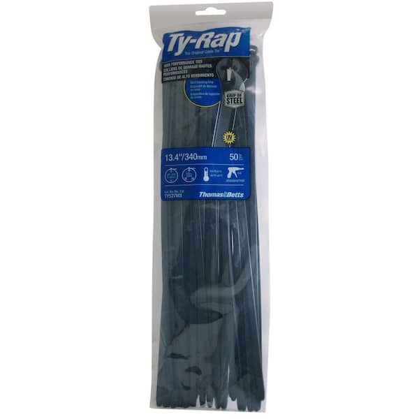 TyRap 13 in. 120 lb. High Performance Ty-Rap Cable Tie - Black (50-Pack) (TY527MX)