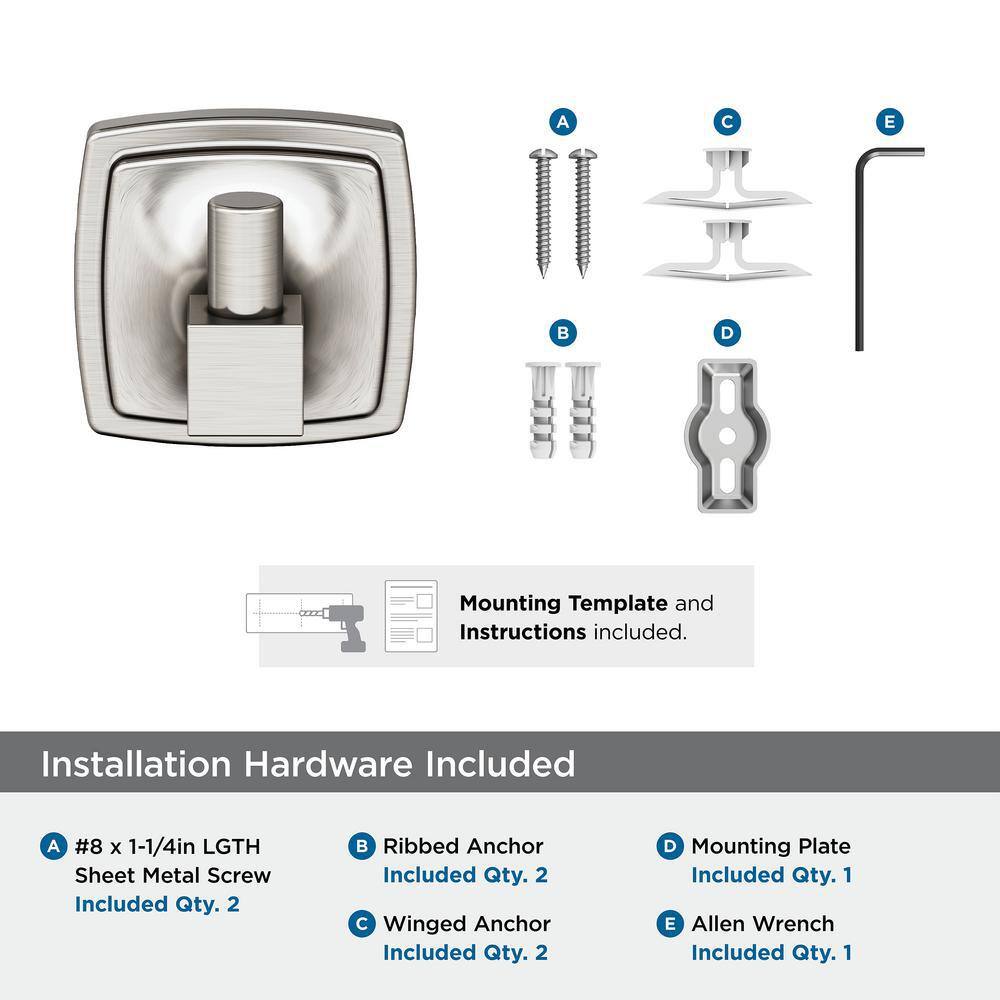 Brushed Nickel Stature Wall Mounted Robe Hook