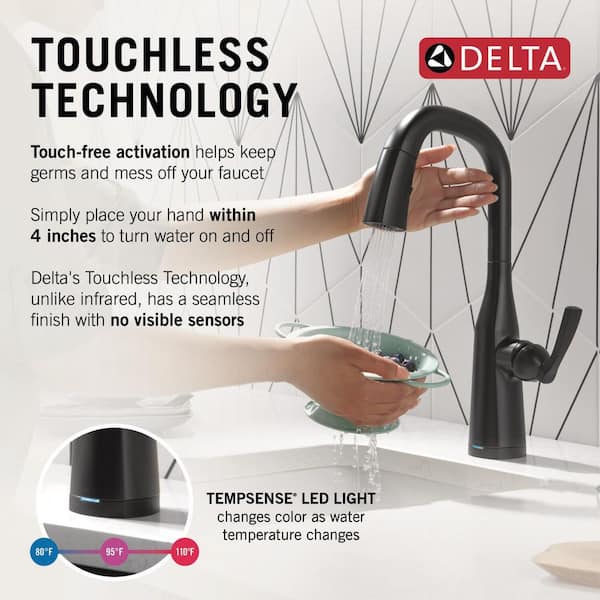Stryke Touch2O with Touchless Technology Single Handle Bar Faucet in Matte Black