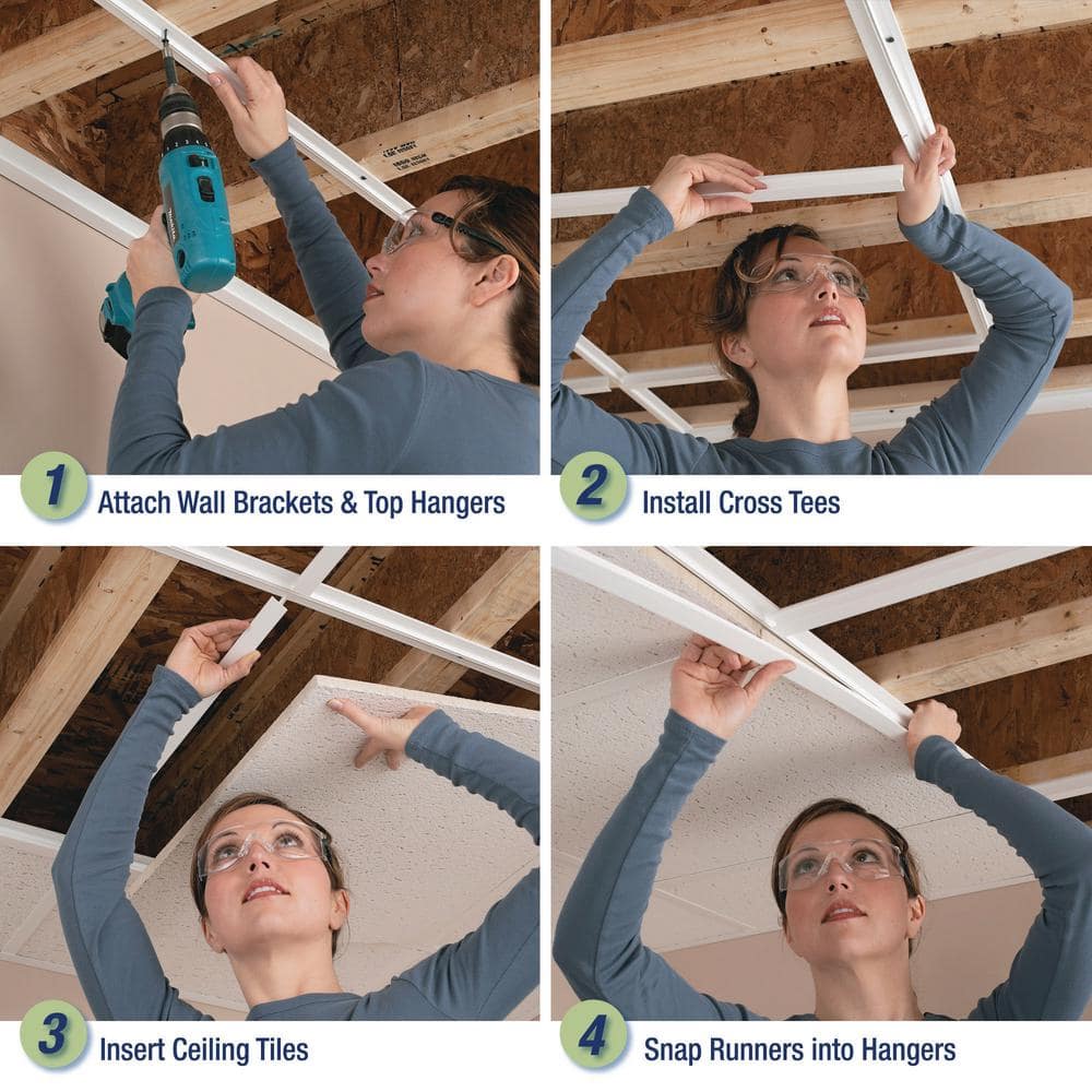 White and Black PVC Surface Mount Ceiling Grid Kit