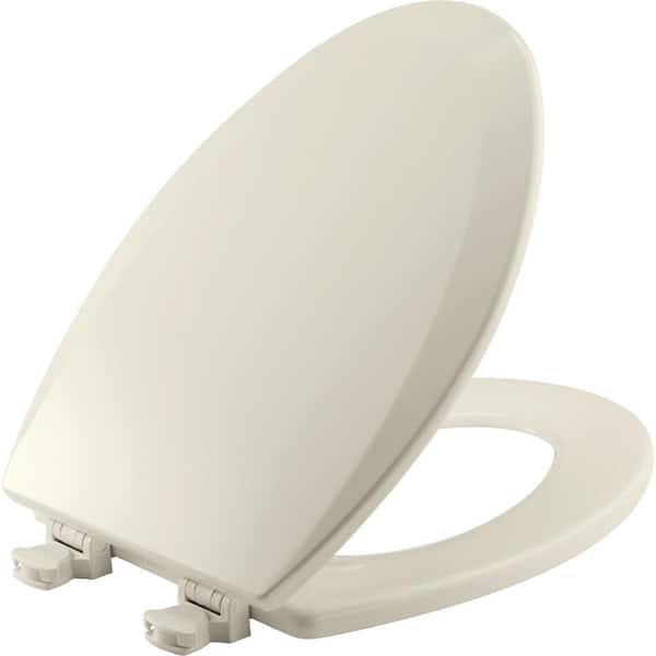 BEMIS Elongated Enameled Wood Closed Front Toilet Seat in Biscuit Removes for Easy Cleaning