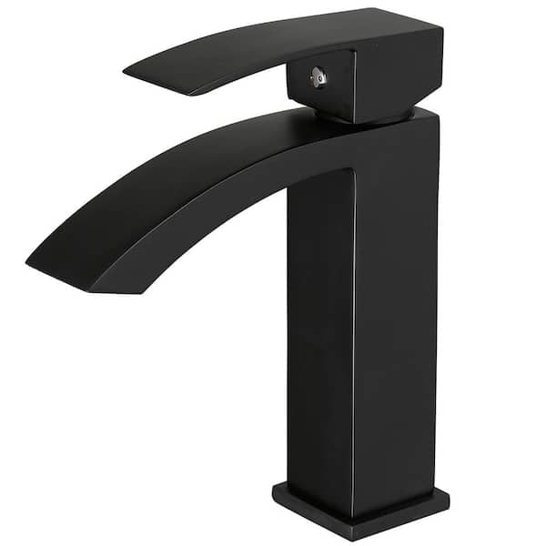 Boyel Living Single Hole Single-Handle Bathroom Faucet with Supply Lines in Matte Black