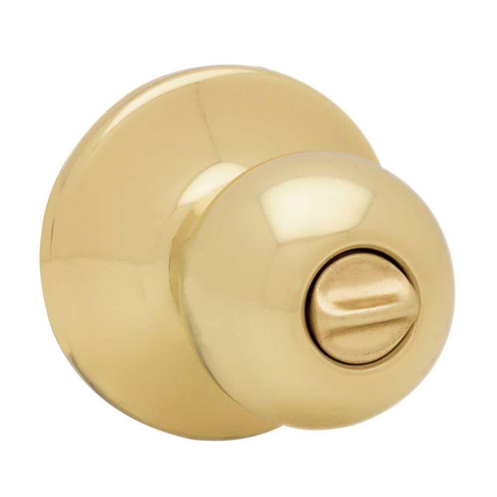 UPC 042049361018 product image for Polo Polished Brass Privacy Bed/Bath Door Knob with Lock | upcitemdb.com