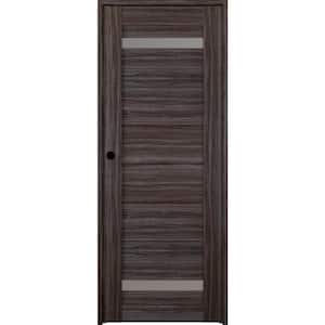 Perla 18 in. x 80 in. Right-Hand 2-Lite Frosted Glass Solid Core Gray Oak Wood Composite Single Prehung Interior Door