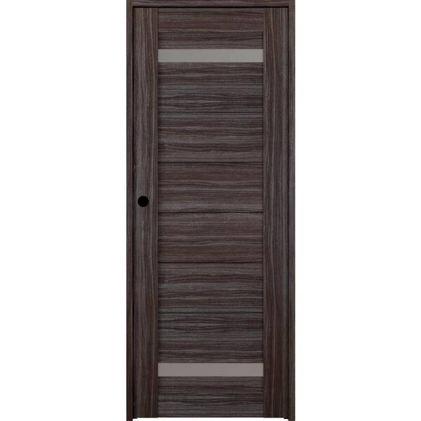 Belldinni 36 in. x 80 in. Perla Right-Hand Solid Core 2-Lite Frosted Glass Gray Oak Wood Composite Single Prehung Interior Door