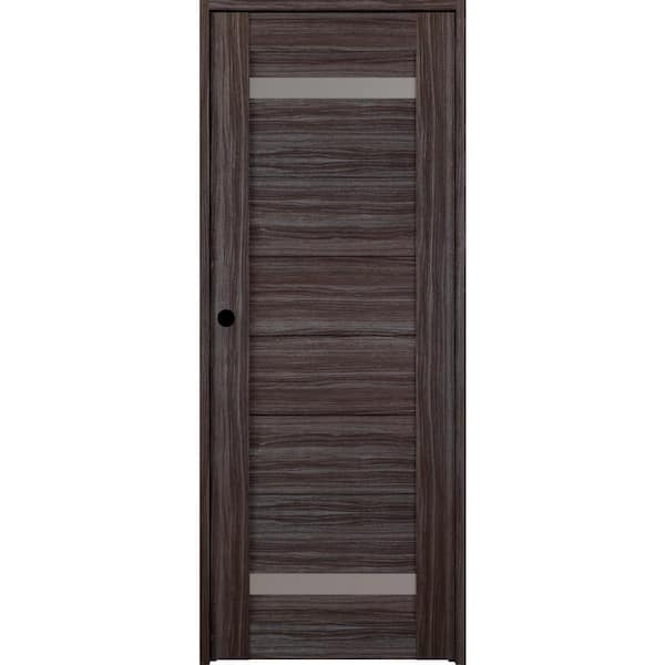 Belldinni Perla 24 in. x 80 in. Right-Hand 2-Lite Frosted Glass Solid Core Gray Oak Wood Composite Single Prehung Interior Door