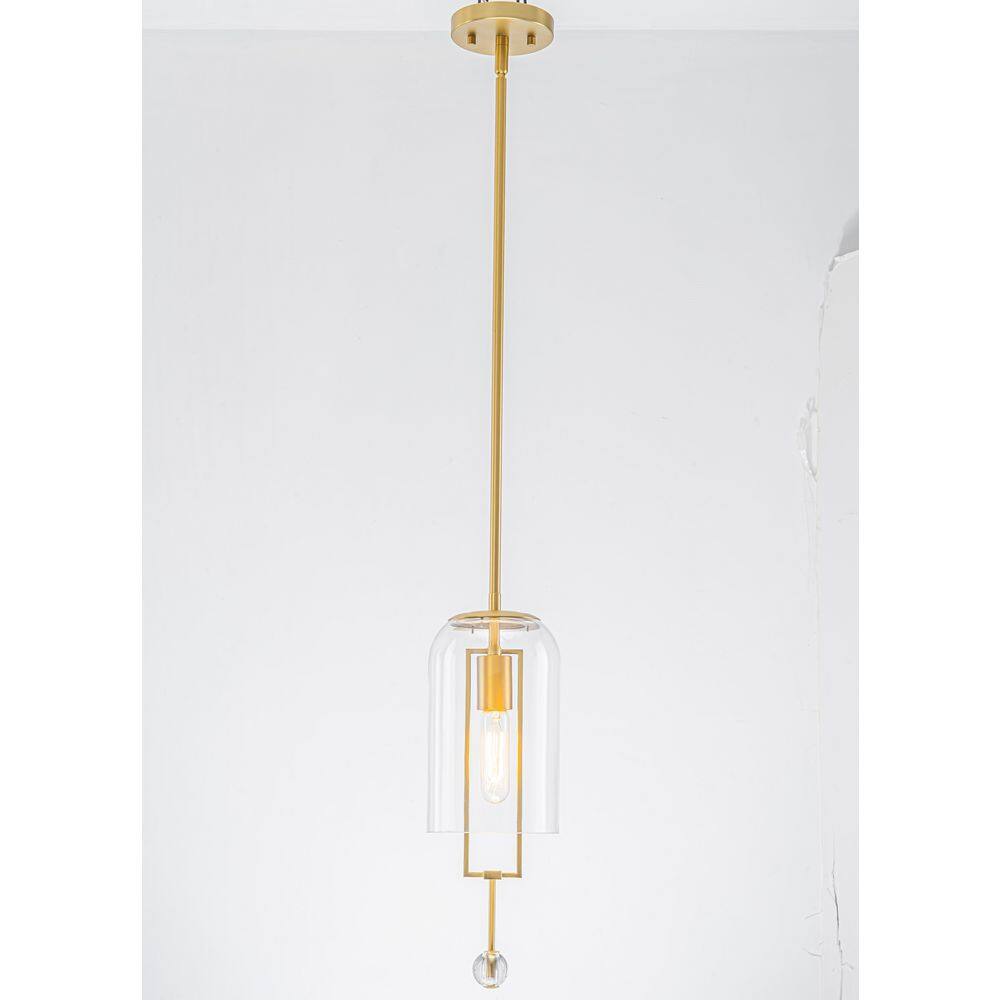 1-Light Modern Industrial Brushed Gold Pendant Light with Clear Cylinder Glass Shade for Kitchen Island and Hallway price history on PriceWatchPro
