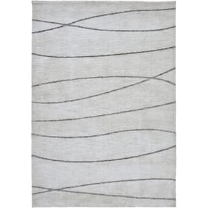 Shawn Blend of Off-White and Grey 9 ft. 10 in. x 13 ft. 1 in. Micro Polyester Machine Knitted Area Rug