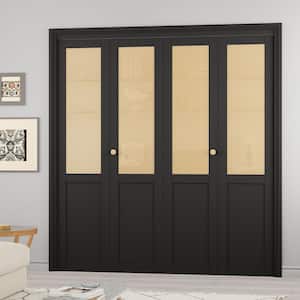 ARK DESIGN 60 in. x 80 in. Half Paneled Solid Core Black Finished
