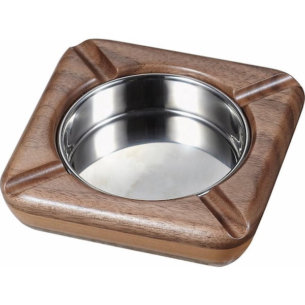 Laurel Natural Maple Wood and Walnut Square Cigarette Ashtray