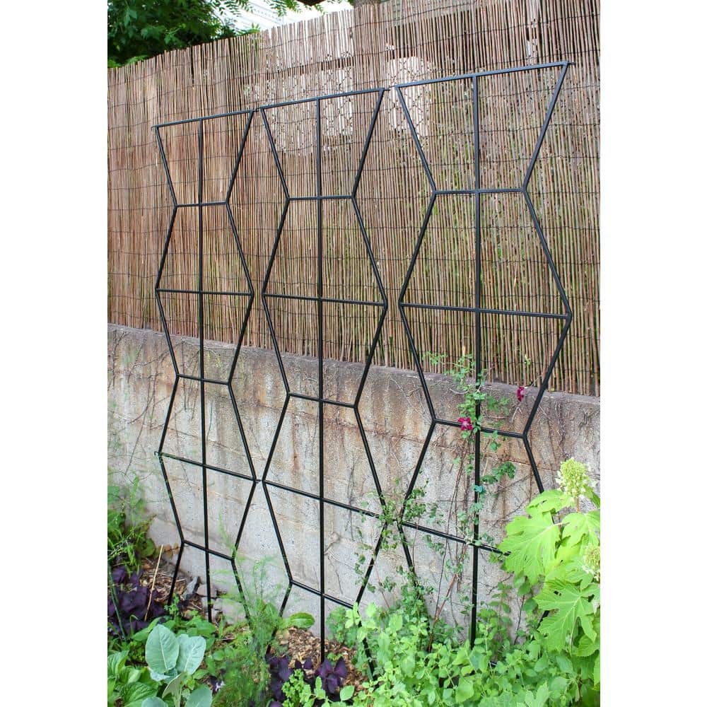 84" Black Wrought Iron Zigzag Outdoor Garden Trellis