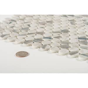 Dexo Pi Gray 12-1/8 in. x 12-1/8 in. Penny Round Smooth Glass Mosaic Tile (10.2 sq. ft./Case)