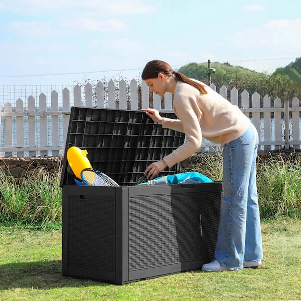 100 Gal. Outdoor Storage Plastic Resin Deck Box in Black