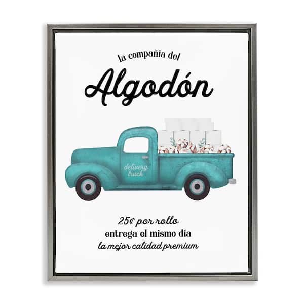 Stupell Industries Fresh Cotton Bathroom Sign by Lettered and Lined Gray Floater Frame Typography Graphic Art Print 21 in. x 17 in.