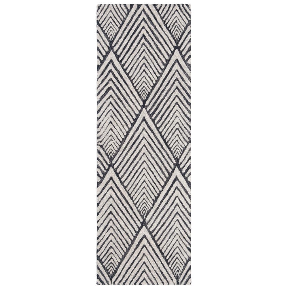 Micro-Loop Charcoal/Ivory 3 ft. x 9 ft. Geometric Striped Diamonds Runner Rug price history on PriceWatchPro