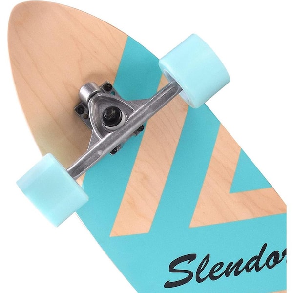 SEEUTEK Cosmo 42 in.Geometric Light Blue Longboard Skateboard Drop Through Deck Complete Maple