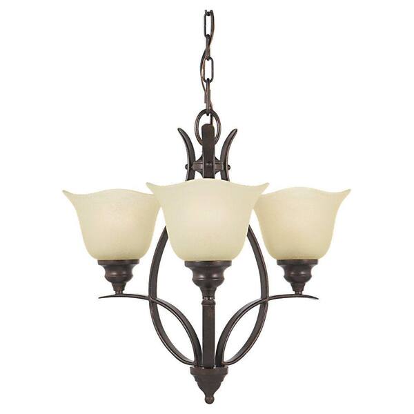 Generation Lighting Morningside 3-Light Grecian Bronze Mini Chandelier with Glass Shade