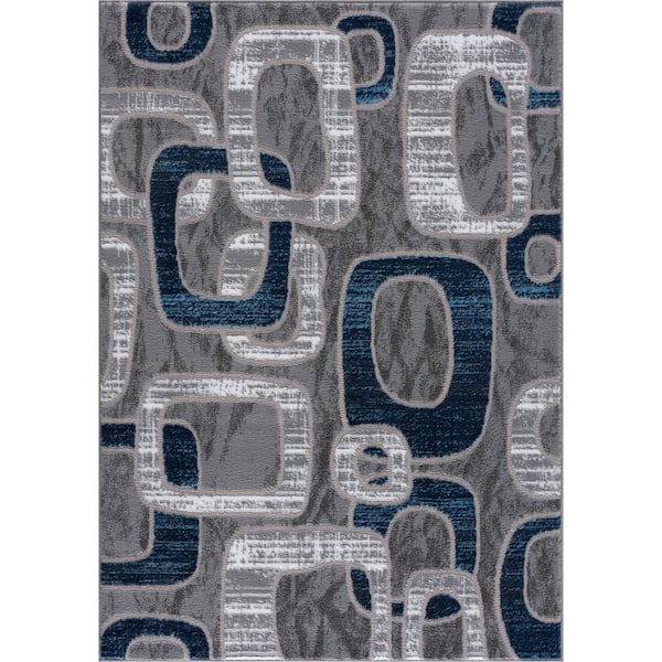 L'Baiet Emberly Blue Geometric 4 ft. x 6 ft. Area Rug
