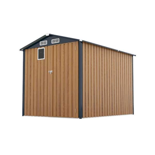 6 ft. W x 8 ft. D Yellow Metal Shed with Lockable Doors, Compact Outdoor Metal Storage Shed (48 sq. ft. )