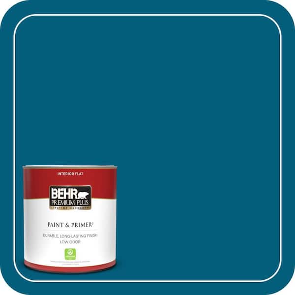 BEHR PREMIUM PLUS 1 qt. #MQ5-62 Blue Edge Flat Low Odor Interior Paint & Primer