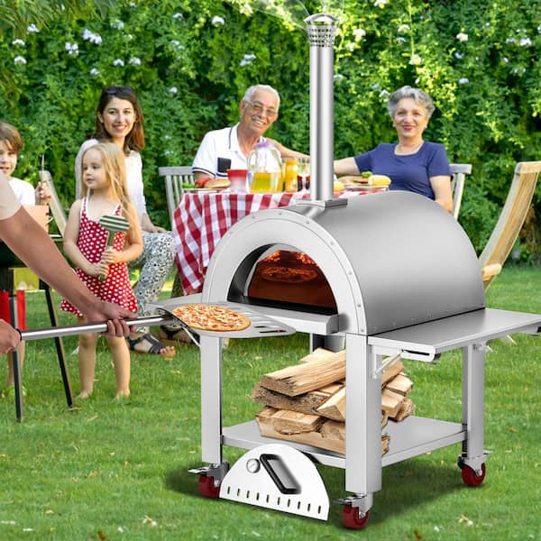 Lifesmart 15 in. Kamado Charcoal Outdoor Pizza Oven with Pizza Stone and  Bamboo Handles in Turquoise SCS-CPO21TQ - The Home Depot