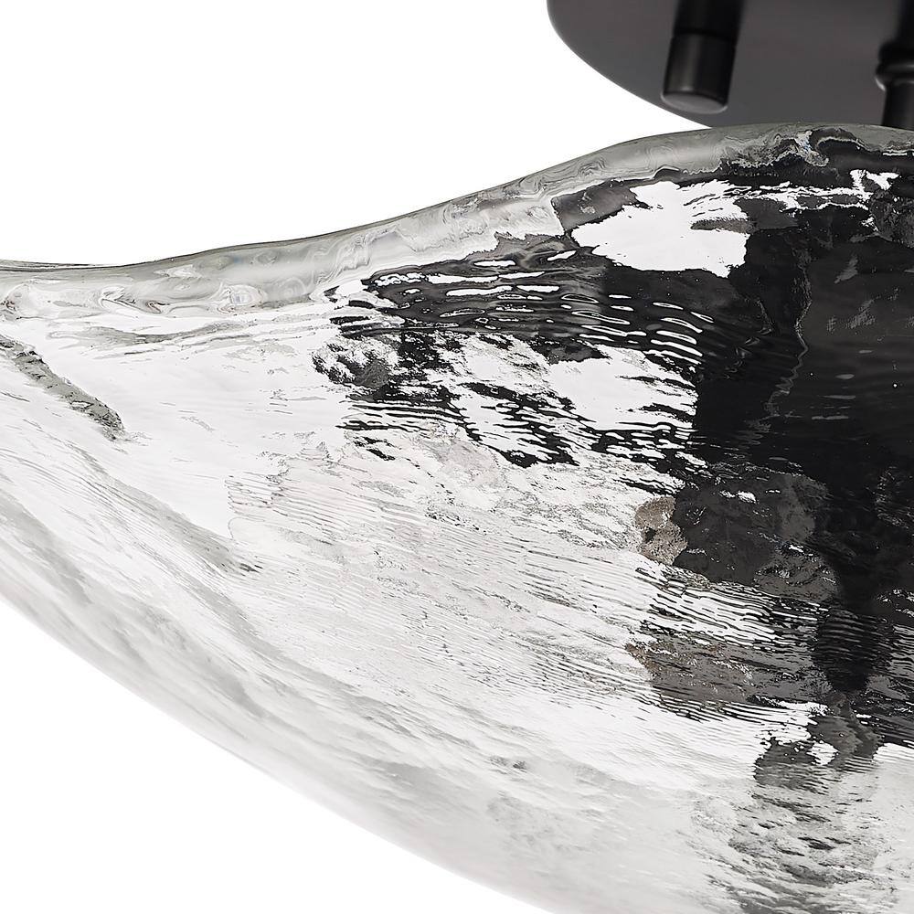 Matte Black Glass Semi-Flush Mount Light Fixture