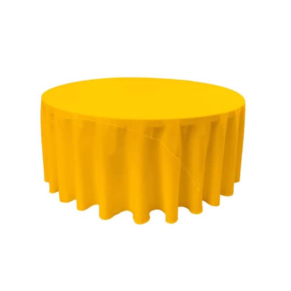 LA Linen 132 in. Round Dark Yellow Polyester Poplin Tablecloth