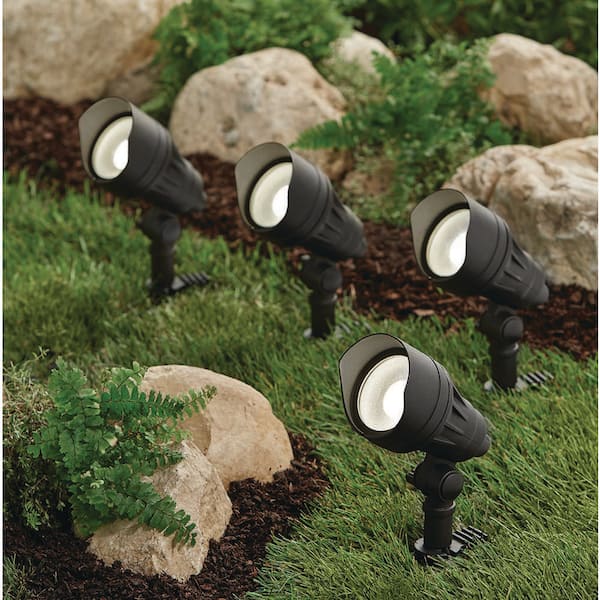 390 Lumen Low Voltage Millennium Black Adjustable Color Integrated LED Outdoor Landscape Flood Light (4-Pack)