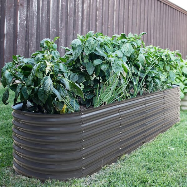 8 ft. x 2 ft. x 2 ft. Galvanized Raised Garden Bed 9-in-1 Planter Box Outdoor, Dark Gray