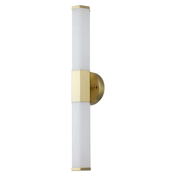 C Cattleya 24 in. 1-Light Brass LED Wall Sconce Vanity Light Bar with White Acrylic Shade